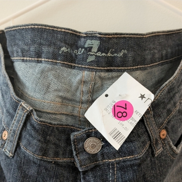 7 For All Mankind Cropped Dark Wash Denim - Picture 5 of 7